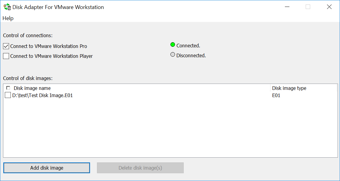 Connecting disk images to VMware Workstation